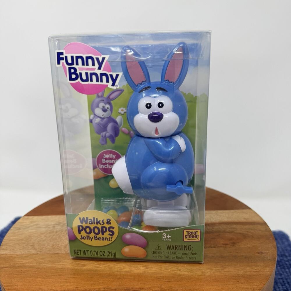 Easter Toy Funny Bunny Blue Rabbit Wind Up Walks and Poops Factory Sealed